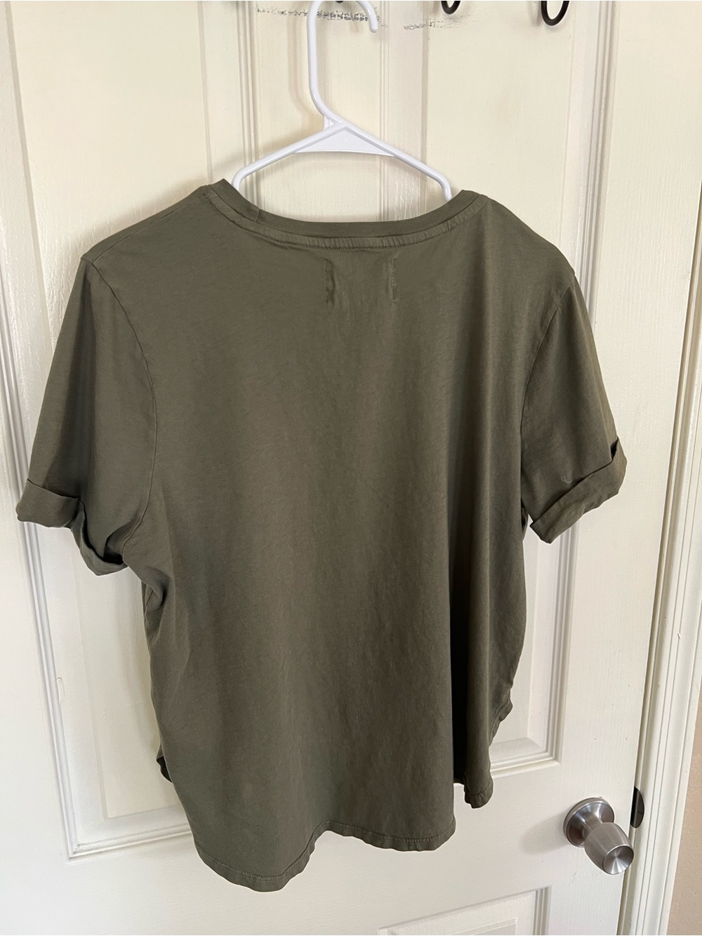 Anthropologie Sol Angeles Eagle Graphic Tee Olive Green Cotton Rolled Sleeve L - Picture 9 of 9